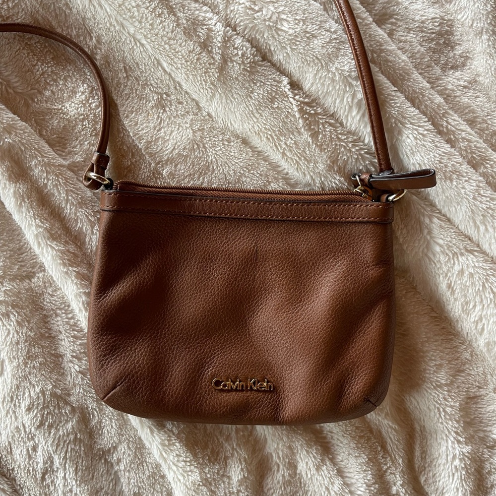 Calvin Klein Tan Leather Crossbody Bag